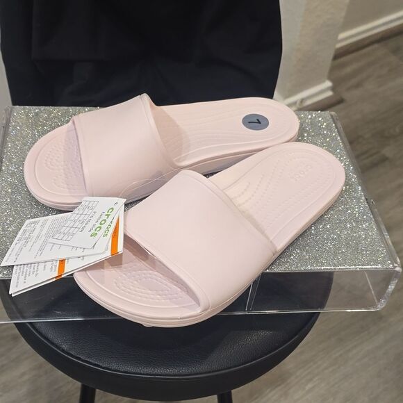 Crocs Kadee Slide Sandals- Barely Pink - Picture 8 of 11